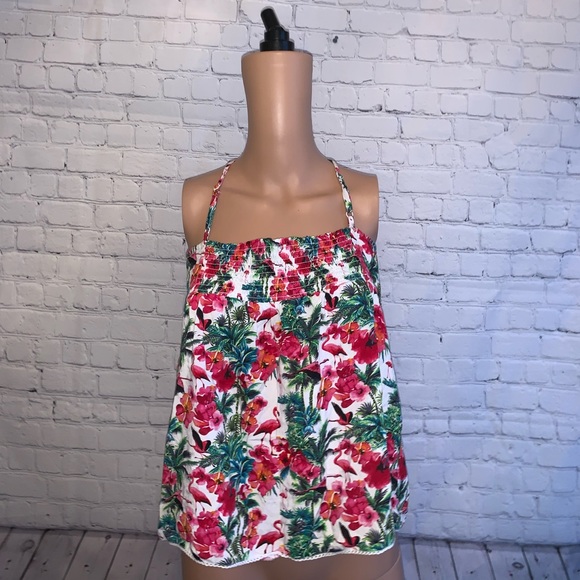 Isaac Mizrahi Tops - Isaac Mizrahi Pink & Green Flamingo Blouse sz L